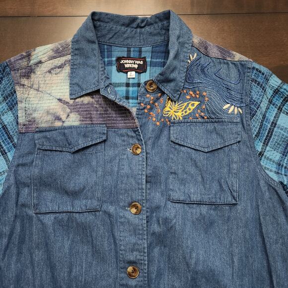 Johnny Was Moonlight Tie Dye Patchwork Military Jacket Size XL - Picture 4 of 9